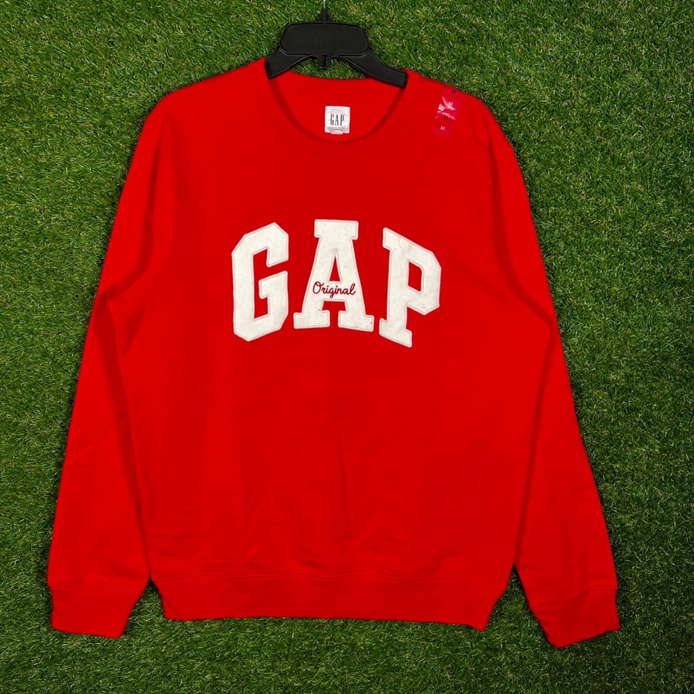GAP Original Logo Crewneck Sweatshirt Red Mens Medium Fleece Pullover‎ NWT